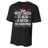 Most Likely To Read A Book On Christmas Matching Family Performance Sprint T-Shirt