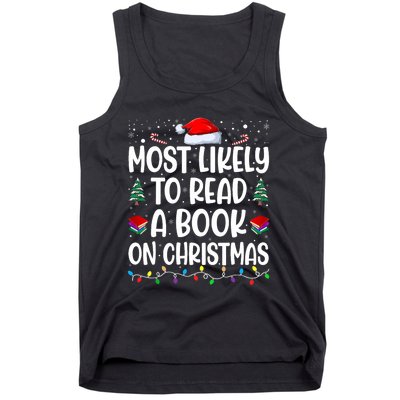 Most Likely To Read A Book On Christmas Matching Family Tank Top