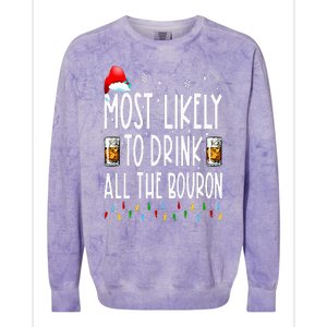 Most Likely To Drink All The Bourbon Funny Christmas Holiday Colorblast Crewneck Sweatshirt