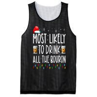 Most Likely To Drink All The Bourbon Funny Christmas Holiday Mesh Reversible Basketball Jersey Tank