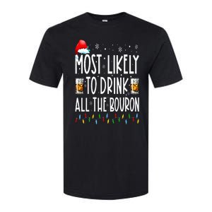 Most Likely To Drink All The Bourbon Funny Christmas Holiday Softstyle CVC T-Shirt