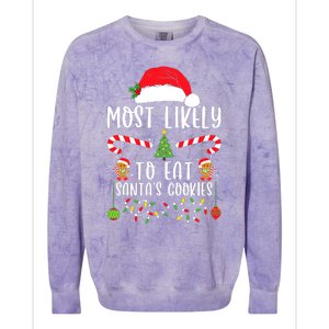 Most Likely To Eat Santas Cookies Christmas Matching Family Colorblast Crewneck Sweatshirt