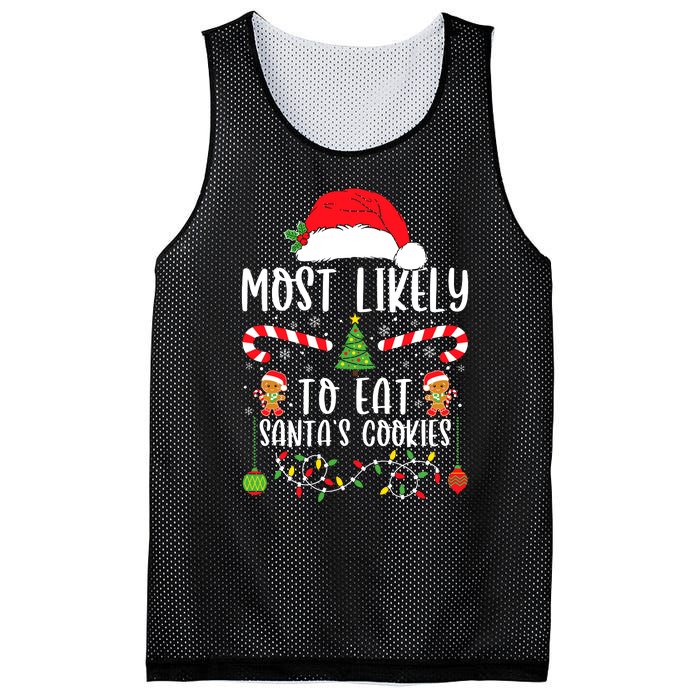 Most Likely To Eat Santas Cookies Christmas Matching Family Mesh Reversible Basketball Jersey Tank