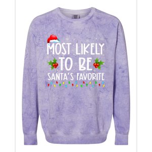 Most Likely To Be SantaS Favorite Matching Family Christmas Gift Colorblast Crewneck Sweatshirt