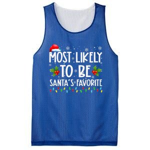 Most Likely To Be SantaS Favorite Matching Family Christmas Gift Mesh Reversible Basketball Jersey Tank