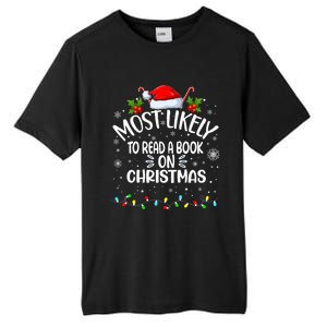 Most Likely To Read A Book On Christmas Tall Fusion ChromaSoft Performance T-Shirt