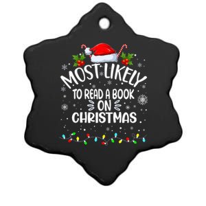 Most Likely To Read A Book On Christmas Ceramic Star Ornament