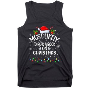 Most Likely To Read A Book On Christmas Tank Top