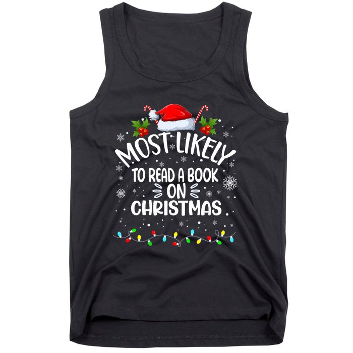 Most Likely To Read A Book On Christmas Tank Top