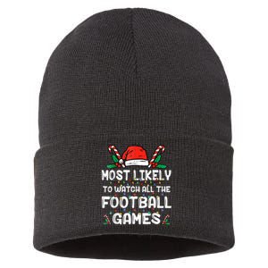 Most Likely To Watch All The Football Games Family Christmas Sustainable Knit Beanie