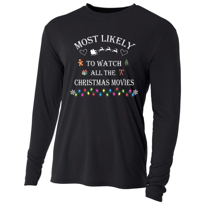 Most Likely To Watch All The Christmas Movies Christmas Cooling Performance Long Sleeve Crew