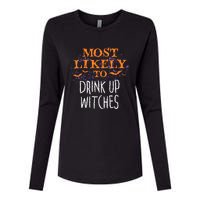 Most Likely To Halloween Drink Up Witches Matching Vneck Womens Cotton Relaxed Long Sleeve T-Shirt