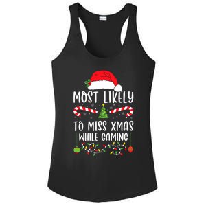 Most Likely To Miss Xmas While Gaming Christmas Matching Ladies PosiCharge Competitor Racerback Tank