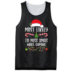 Most Likely To Miss Xmas While Gaming Christmas Matching Mesh Reversible Basketball Jersey Tank