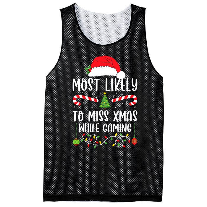 Most Likely To Miss Xmas While Gaming Christmas Matching Mesh Reversible Basketball Jersey Tank