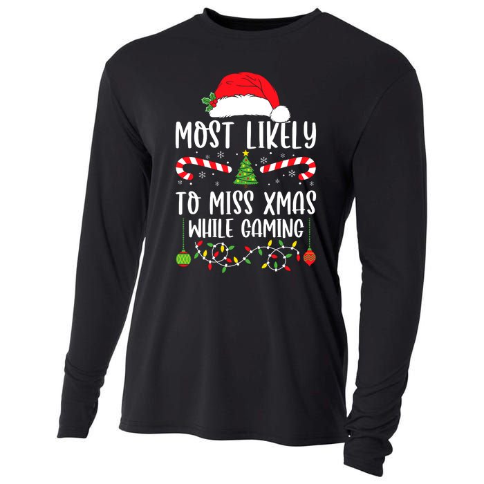 Most Likely To Miss Xmas While Gaming Christmas Matching Cooling Performance Long Sleeve Crew