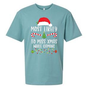 Most Likely To Miss Xmas While Gaming Christmas Matching Sueded Cloud Jersey T-Shirt