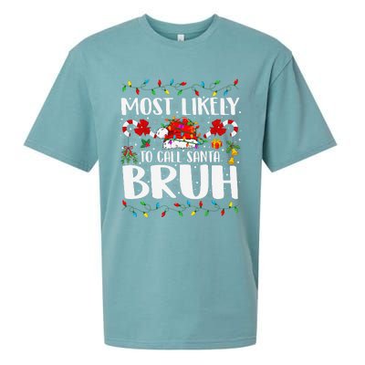 Most Likely To Call Santa Bruh Christmas Family Matching Sueded Cloud Jersey T-Shirt