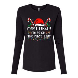 Most Likely To Be On The Nice List Xmas Family  Womens Cotton Relaxed Long Sleeve T-Shirt