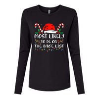 Most Likely To Be On The Nice List Xmas Family  Womens Cotton Relaxed Long Sleeve T-Shirt