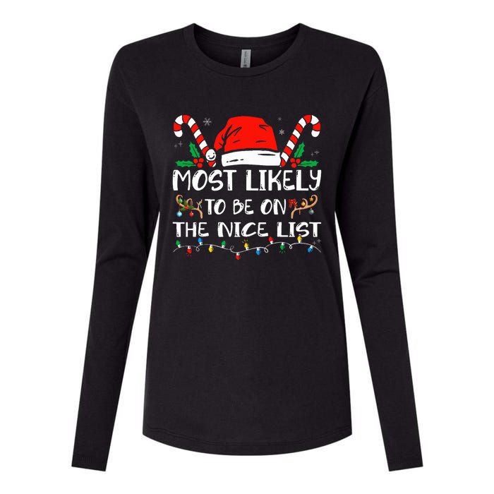 Most Likely To Be On The Nice List Xmas Family  Womens Cotton Relaxed Long Sleeve T-Shirt