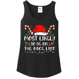 Most Likely To Be On The Nice List Xmas Family  Ladies Essential Tank