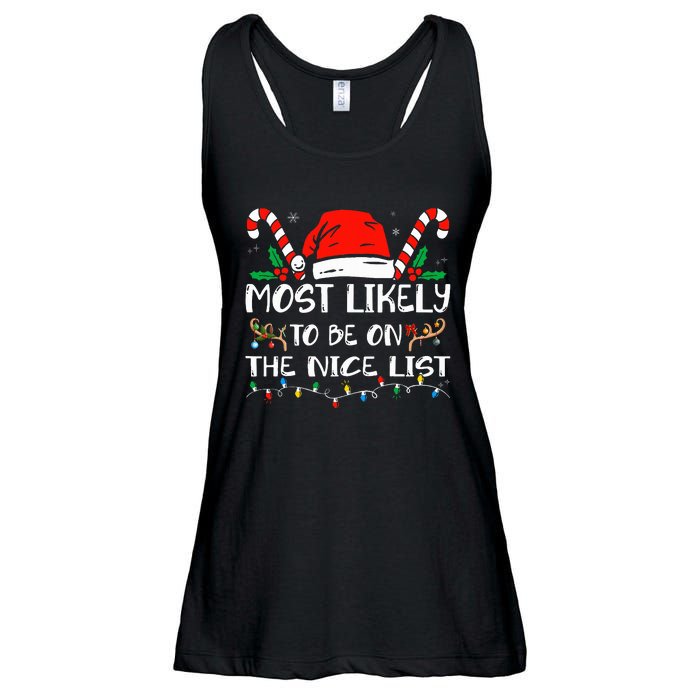 Most Likely To Be On The Nice List Xmas Family  Ladies Essential Flowy Tank