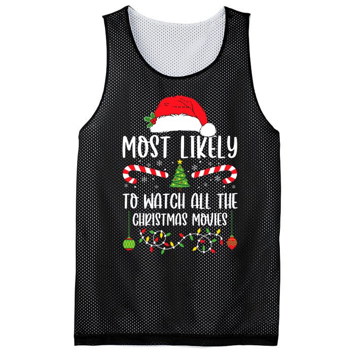 Most Likely To Watch All The Christmas Movies Xmas Matching Mesh Reversible Basketball Jersey Tank