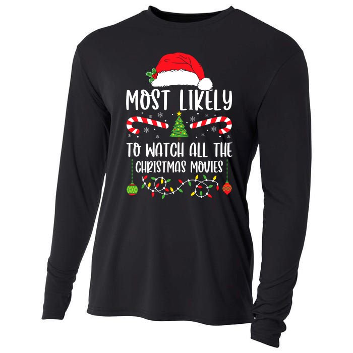 Most Likely To Watch All The Christmas Movies Xmas Matching Cooling Performance Long Sleeve Crew