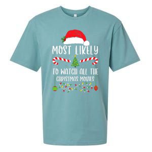 Most Likely To Watch All The Christmas Movies Xmas Matching Sueded Cloud Jersey T-Shirt