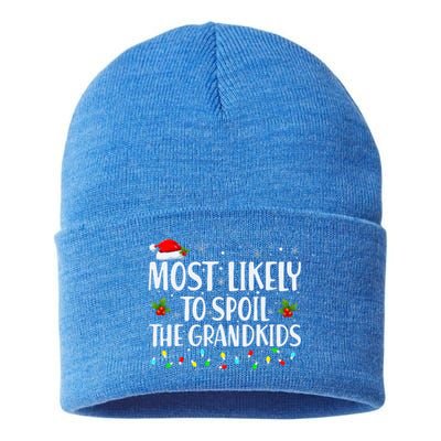 Most Likely To Spoil The Grandkids Funny Christmas Grandma Sustainable Knit Beanie