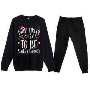 Most Likely To Be Santa's Favorite Christmas Family Matching Premium Crewneck Sweatsuit Set