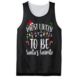 Most Likely To Be Santa's Favorite Christmas Family Matching Mesh Reversible Basketball Jersey Tank