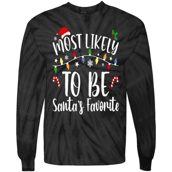 Most Likely To Be Santa's Favorite Christmas Family Matching Tie-Dye Long Sleeve Shirt