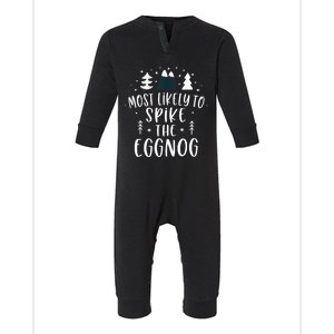 Most Likely To Spike The Eggnog Family Matching Christmas Gift Infant Fleece One Piece