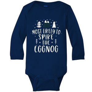 Most Likely To Spike The Eggnog Family Matching Christmas Gift Baby Long Sleeve Bodysuit