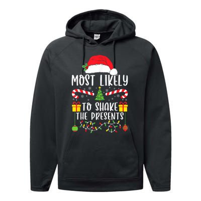 Most Likely To Shake The Presents Funny Family Christmas Performance Fleece Hoodie