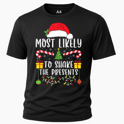 Most Likely To Shake The Presents Funny Family Christmas Cooling Performance Crew T-Shirt