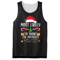 Most Likely To Shake The Presents Funny Family Christmas Mesh Reversible Basketball Jersey Tank