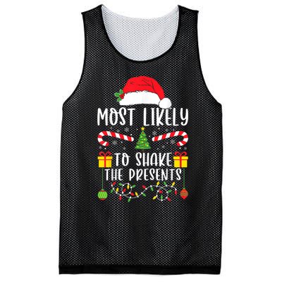 Most Likely To Shake The Presents Funny Family Christmas Mesh Reversible Basketball Jersey Tank