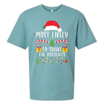 Most Likely To Shake The Presents Funny Family Christmas Sueded Cloud Jersey T-Shirt