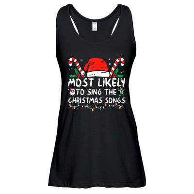 Most Likely To Sing The Christmas Songs Christmas Matching Ladies Essential Flowy Tank