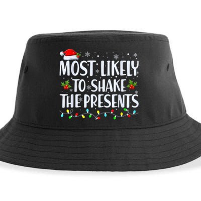 Most Likely To Shake The Presents Funny Family Christmas Sustainable Bucket Hat