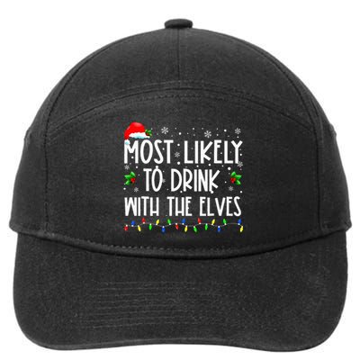 Most Likely To Drink With The Elves Elf Family Christmas 7-Panel Snapback Hat