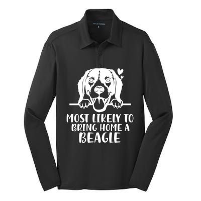 Most Likely To Bring Home A Dog Beagle For Christmas Gift Silk Touch Performance Long Sleeve Polo