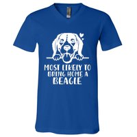 Most Likely To Bring Home A Dog Beagle For Christmas Gift V-Neck T-Shirt