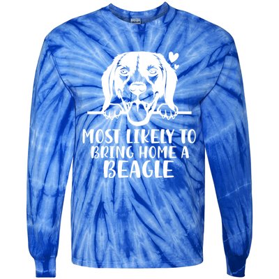 Most Likely To Bring Home A Dog Beagle For Christmas Gift Tie-Dye Long Sleeve Shirt