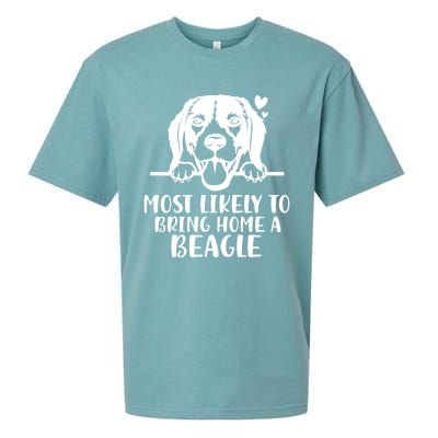 Most Likely To Bring Home A Dog Beagle For Christmas Gift Sueded Cloud Jersey T-Shirt