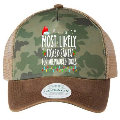 Most Likely To Ask Santa For Milwaukee Tools Christmas Xmas Legacy Tie Dye Trucker Hat