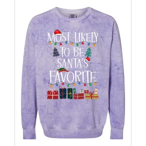 Most Likely To Be Santa’S Favorite Xmas Pajama Gift Colorblast Crewneck Sweatshirt